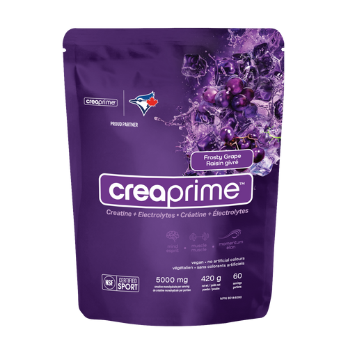 CreaPrime Frosty Grape creatine powder with electrolytes, 420 g pouch